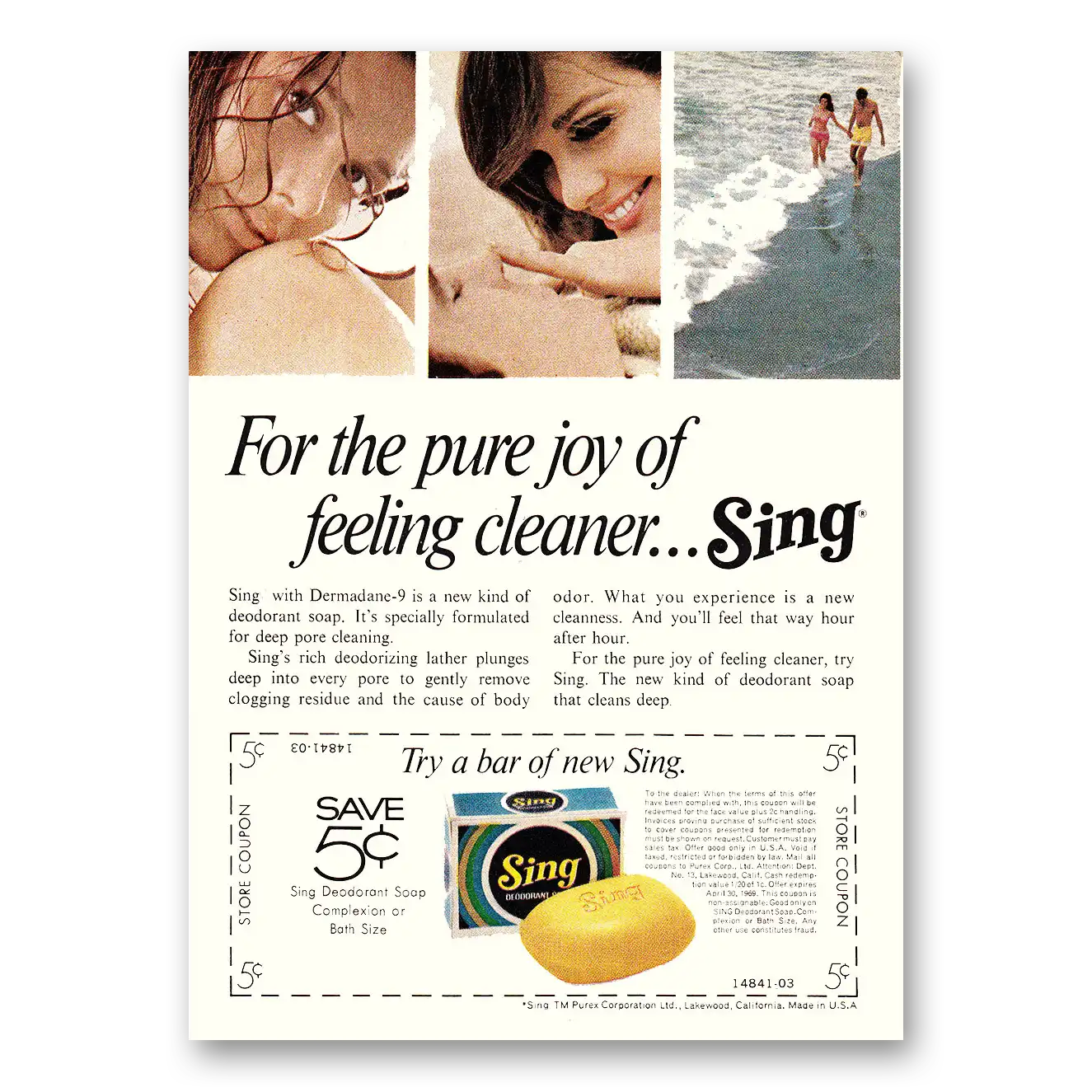 1968 Sing Soap For the Pure Joy of Feeling Cleaner Vintage Magazine Print Ad