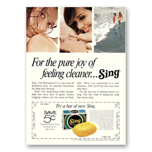 1968 Sing Soap For the Pure Joy of Feeling Cleaner Vintage Magazine Print Ad