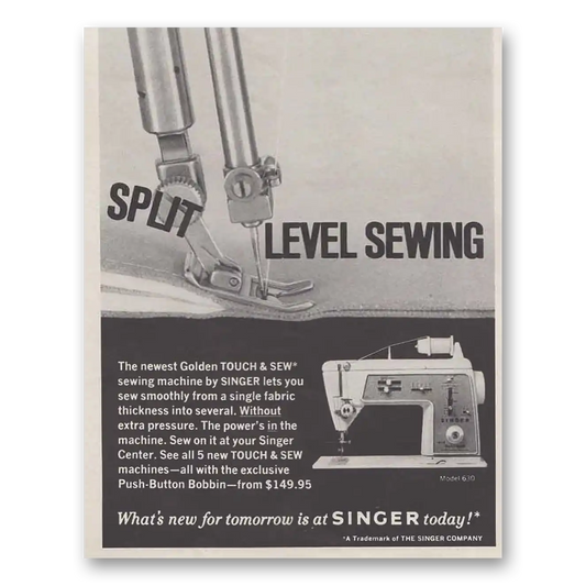 1968 Singer Sewing Machine Split Level Sewing Vintage Magazine Print Ad