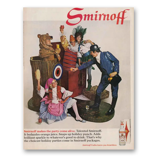 1968 Smirnoff Vodka Party Comes Alive Vintage Magazine Print Ad