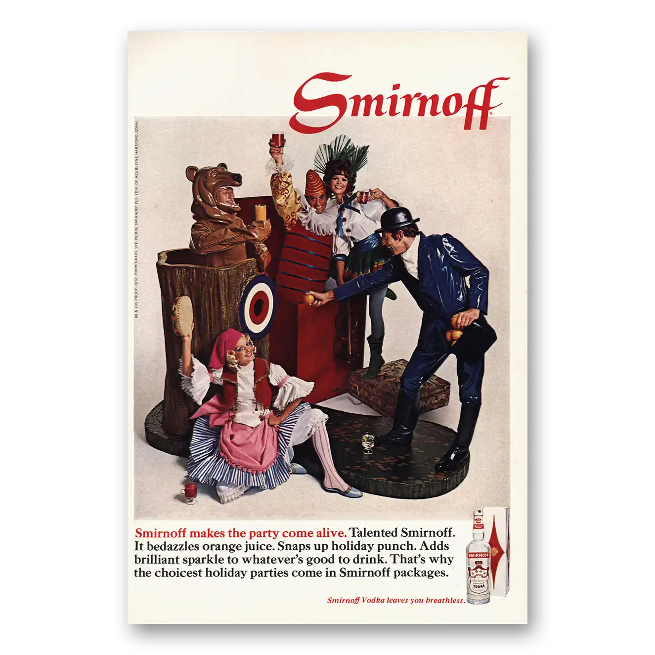 1968 Smirnoff Party Come Alive Vintage Magazine Print Ad