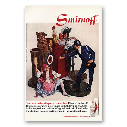 1968 Smirnoff Party Come Alive Vintage Magazine Print Ad