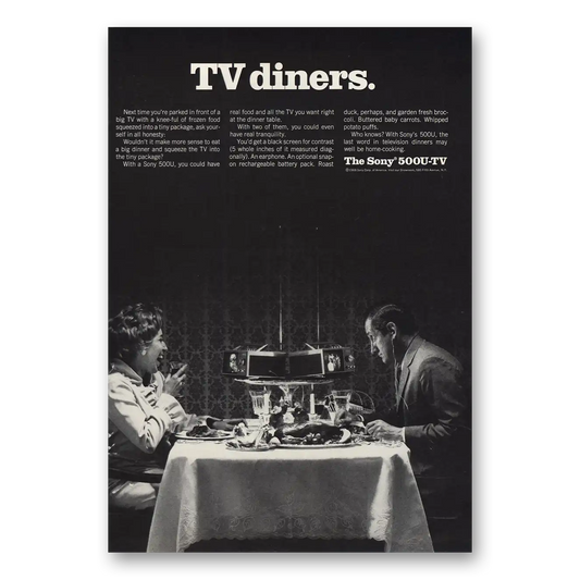 1968 Sony TV Diners Vintage Magazine Print Ad