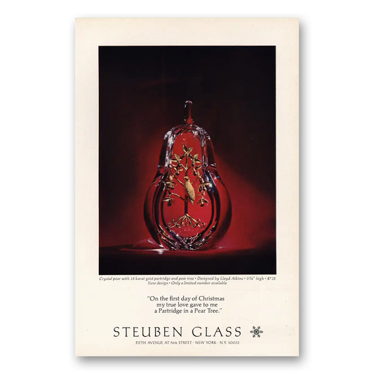 1968 Steuben Glass On the First Day Of Christmas Vintage Magazine Print Ad