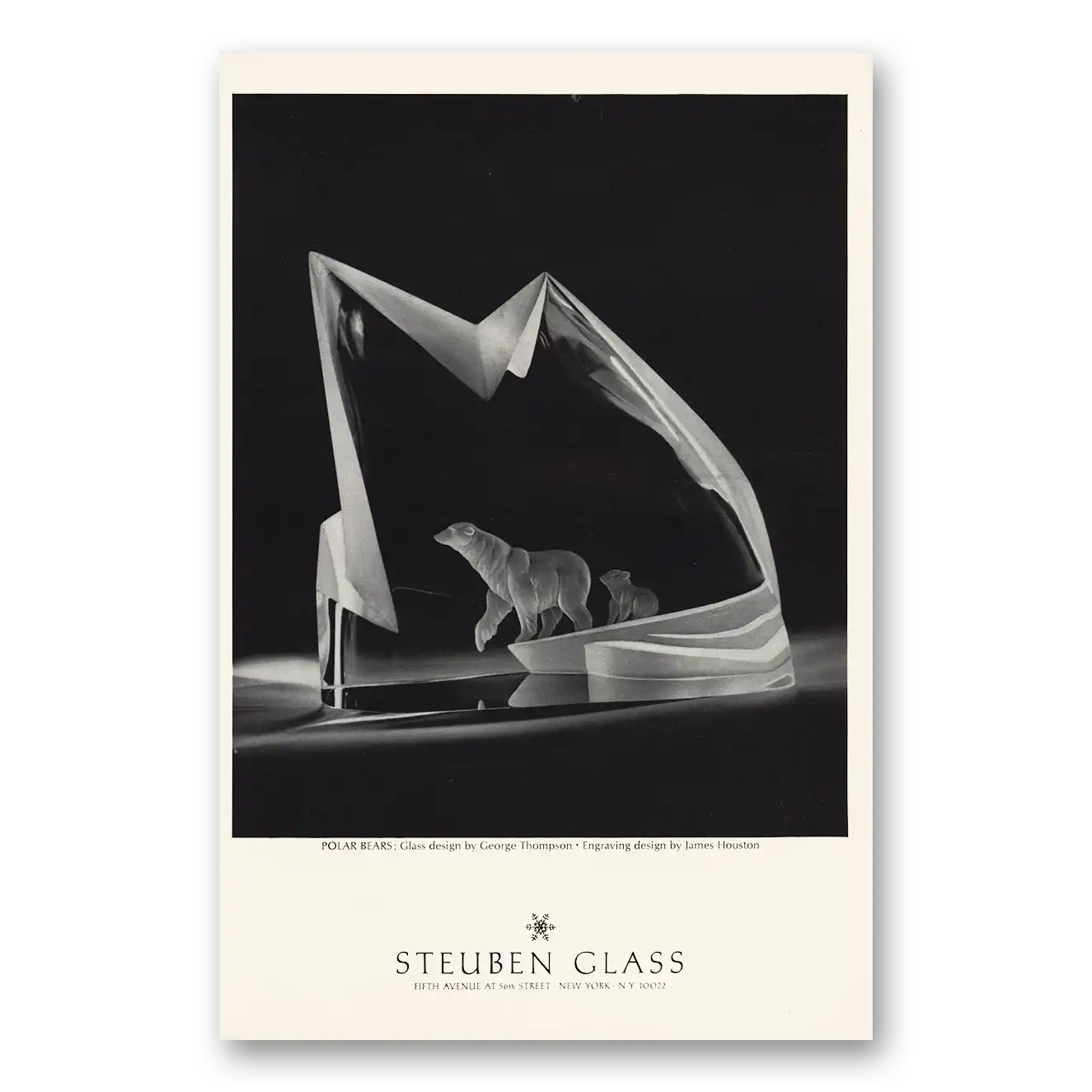 1968 Steuben Glass Polar Bears Vintage Magazine Print Ad