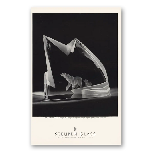 1968 Steuben Glass Polar Bears Vintage Magazine Print Ad