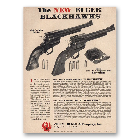 1968 Sturm Ruger Ruger Blackhawks Vintage Magazine Print Ad