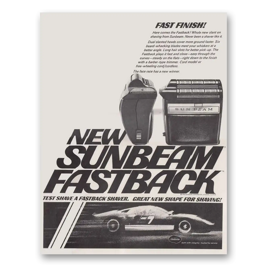 1968 Sunbeam Fastback Shaver Fast Finish Vintage Magazine Print Ad