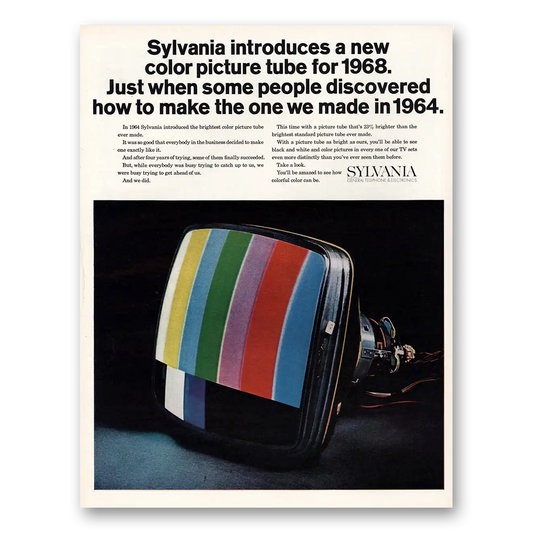 1968 Sylvania Televisions New Color Picture Tube Vintage Magazine Print Ad