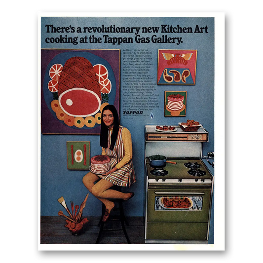 1968 Tappan Range Revolutionary New Kitchen Art Vintage Magazine Print Ad