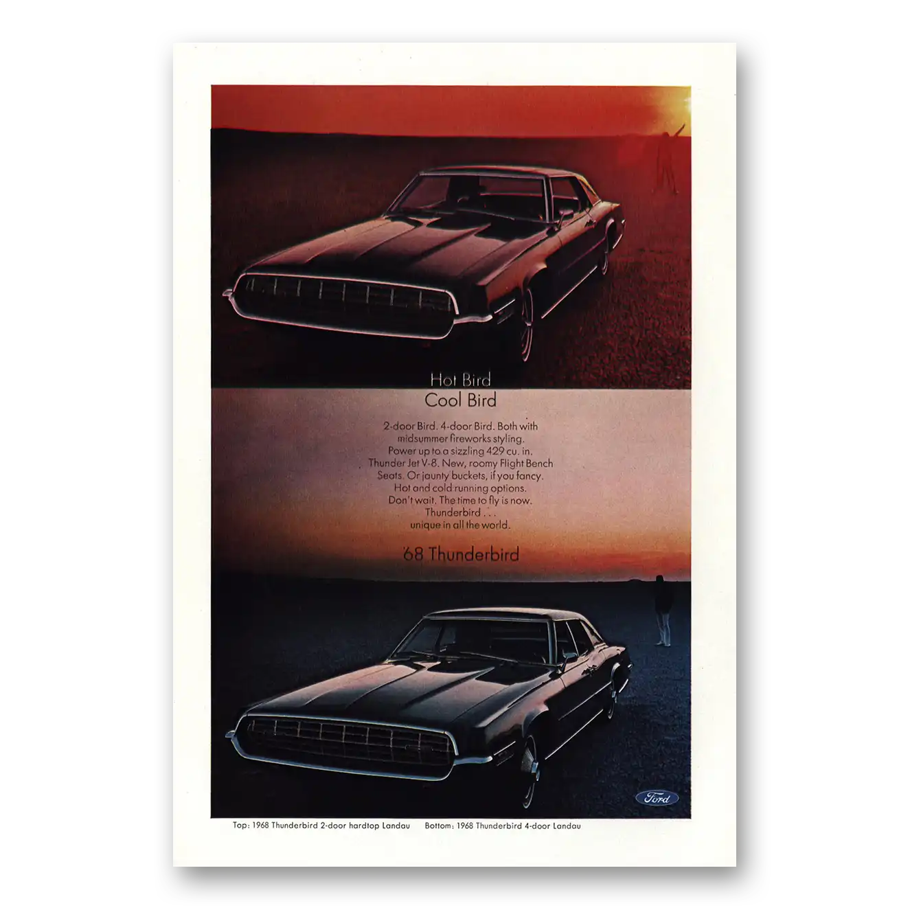 1968 Ford Thunderbird Hot Bird Cool Bird Vintage Magazine Print Ad