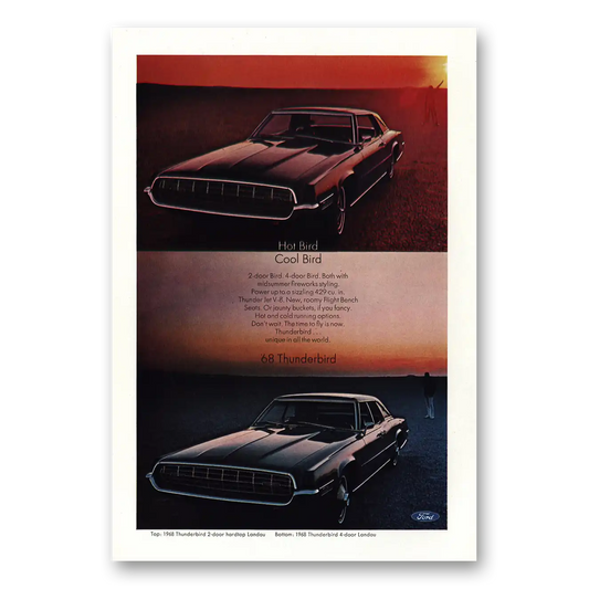 1968 Ford Thunderbird Hot Bird Cool Bird Vintage Magazine Print Ad