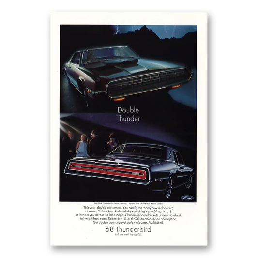 1968 Ford Thunderbird Double Thunder Vintage Magazine Print Ad