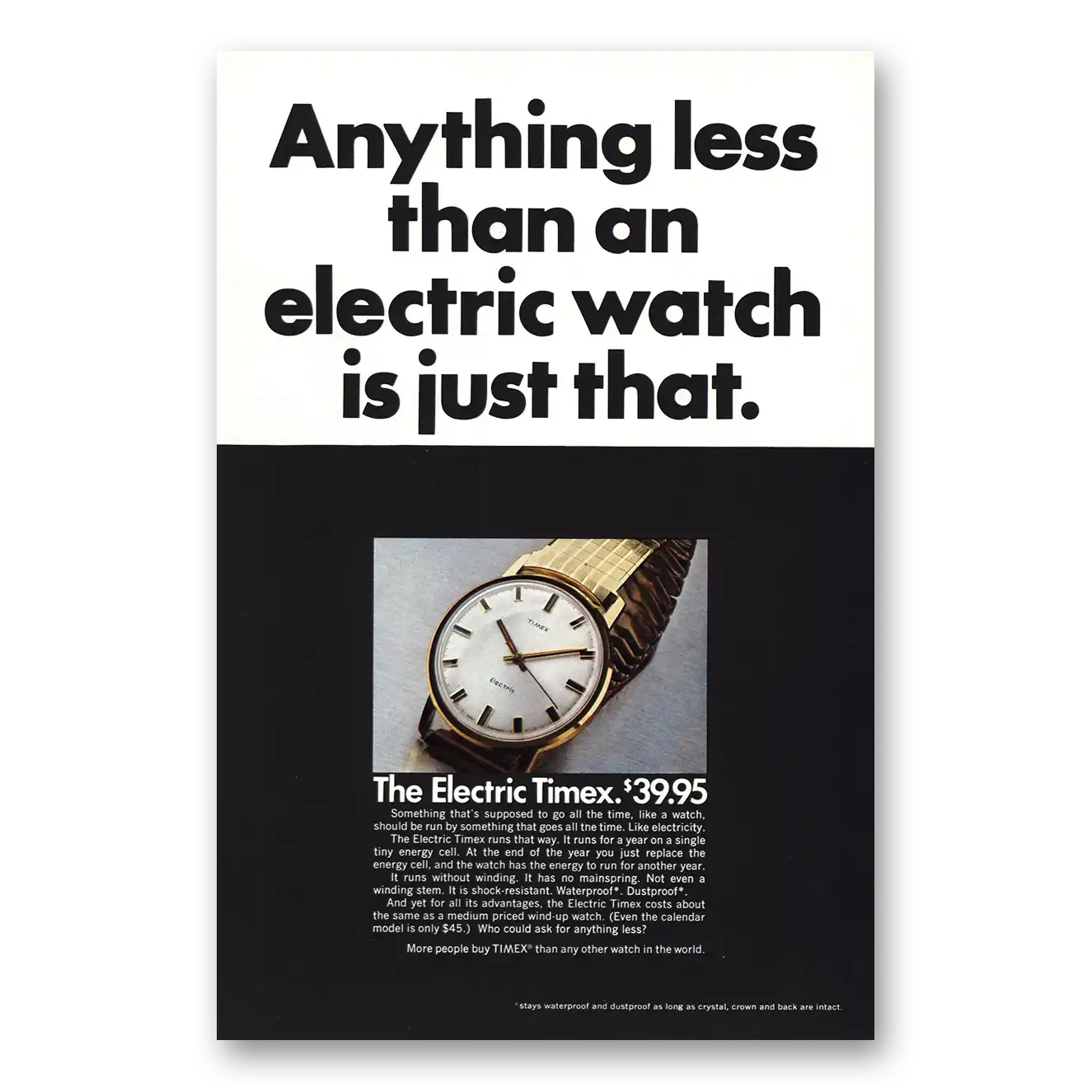 1968 Timex Watch Anything Less Vintage Magazine Print Ad