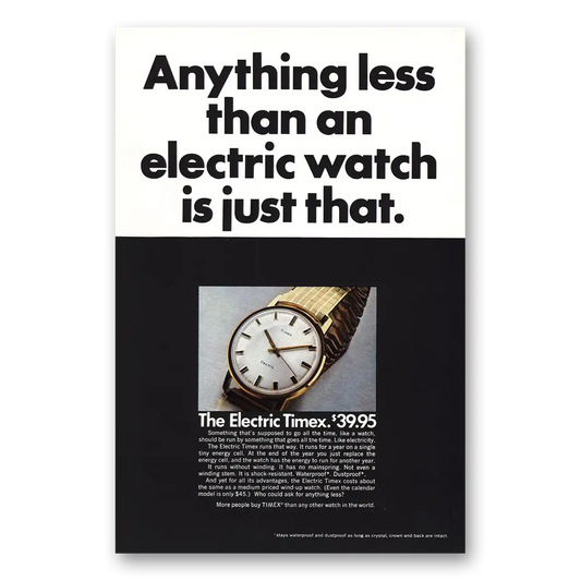 1968 Timex Watch Anything Less Vintage Magazine Print Ad