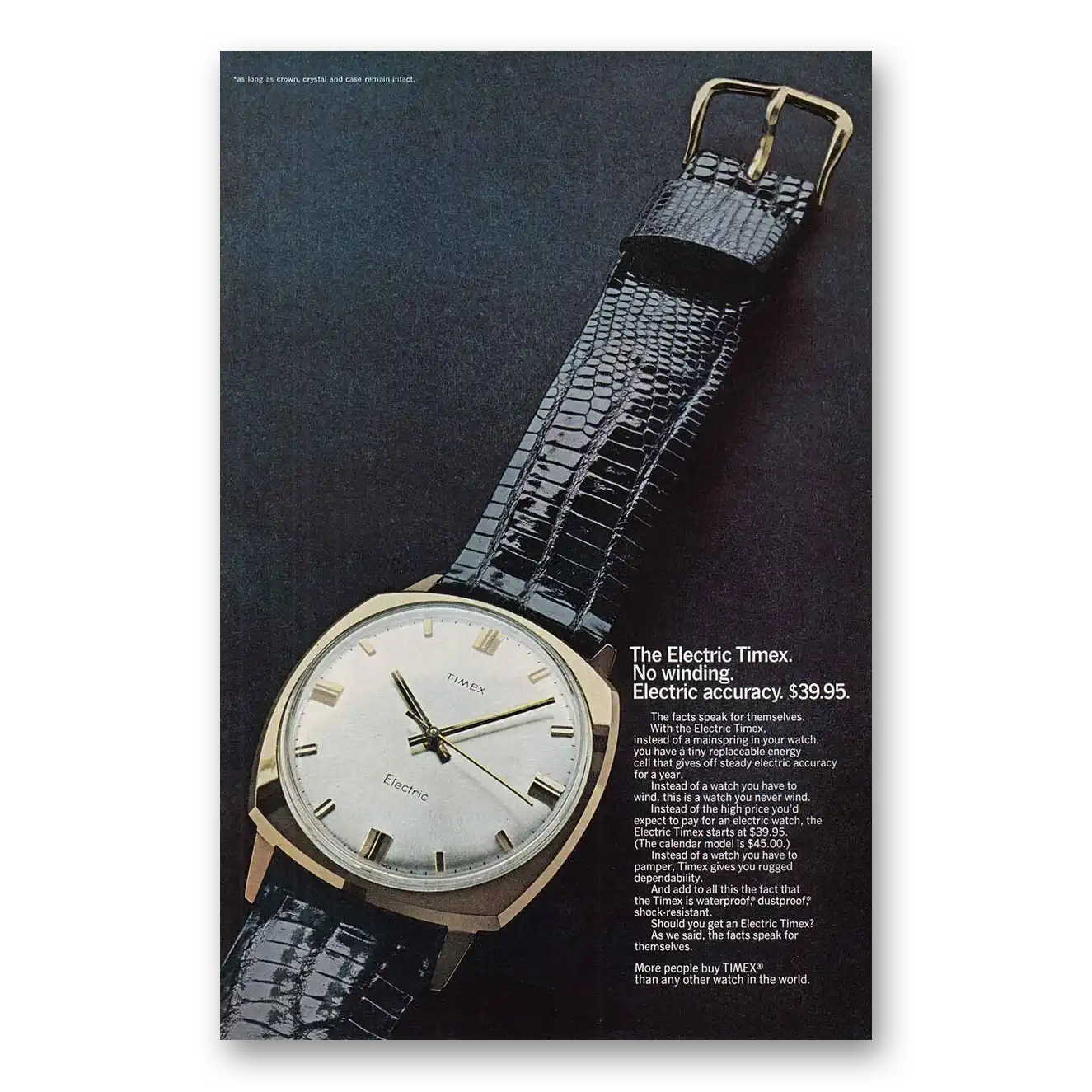 1968 Timex Watch No Winding Vintage Magazine Print Ad