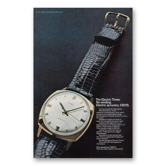 1968 Timex Watch No Winding Vintage Magazine Print Ad