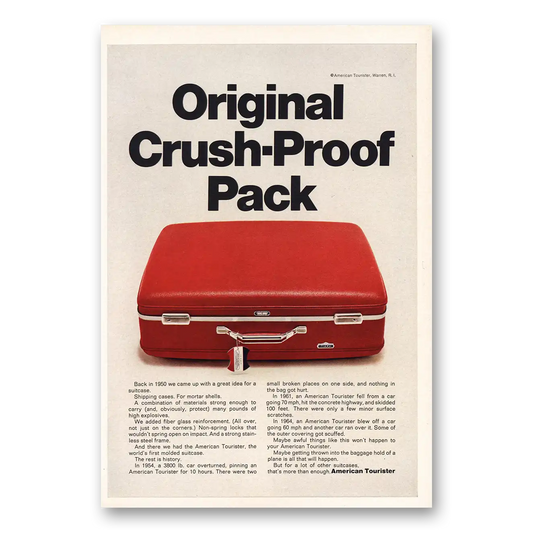 1968 American Tourister Luggage Original Crush Proof Pack Vintage Magazine Print Ad