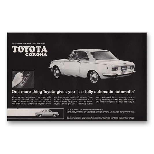 1968 Toyota Corona Fully Automatic Vintage Magazine Print Ad