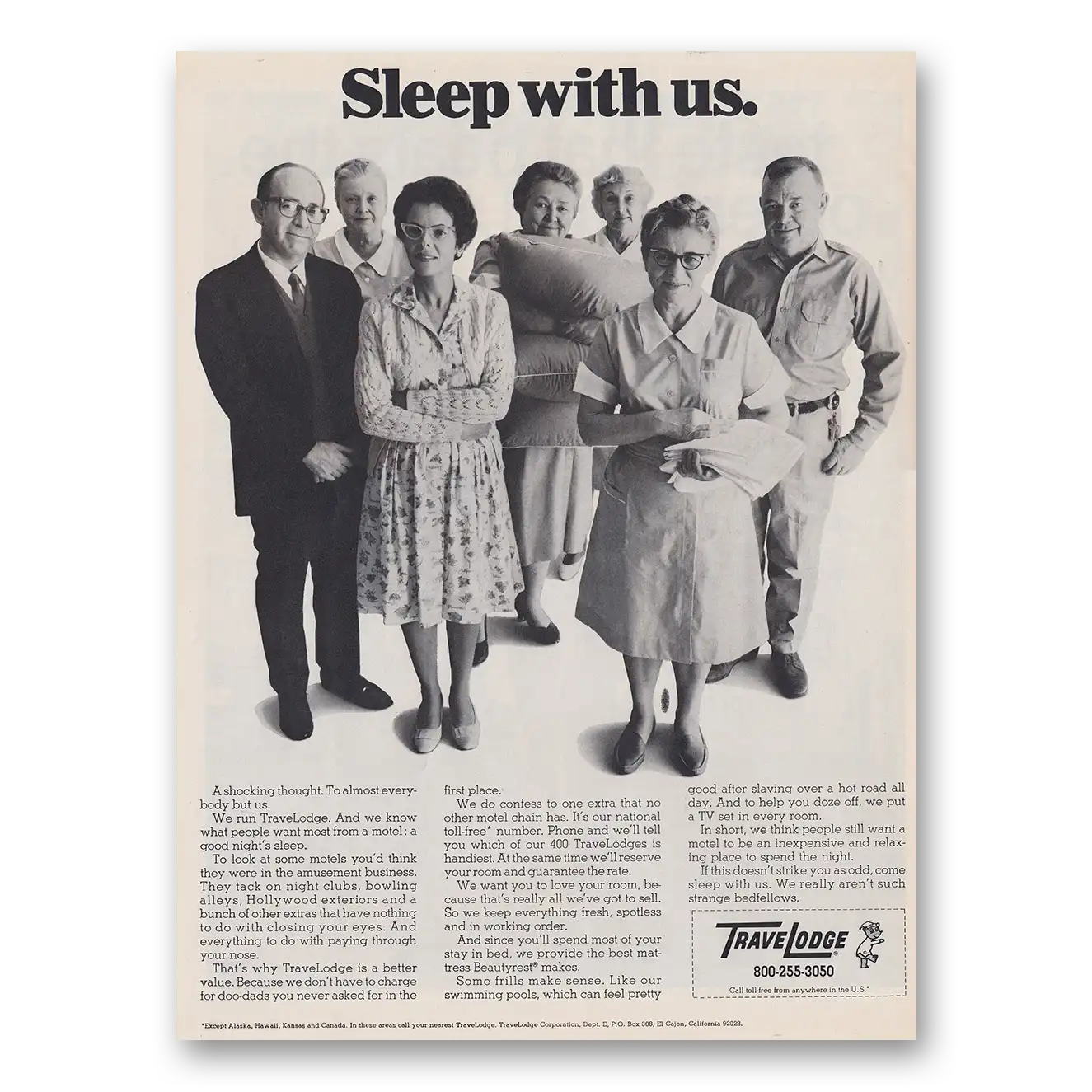 1968 Travelodge Sleep With Us Vintage Magazine Print Ad