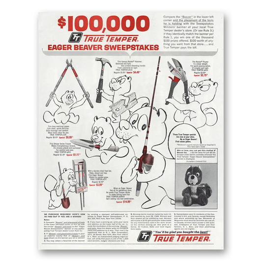 1968 True Temper Eager Beaver Sweepstakes Vintage Magazine Print Ad