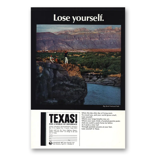 1968 Texas Big Bend National Park Vintage Magazine Print Ad