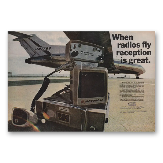 1968 United Airlines When Radios Fly Reception Is Great Vintage Magazine Print Ad