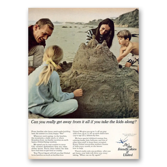 1968 United Airlines Can You Really Get Away From It All Vintage Magazine Print Ad