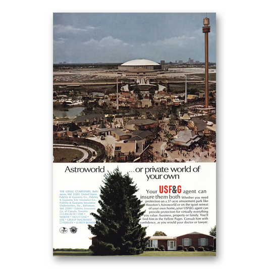 1968 USF&G Astroworld or Private World Vintage Magazine Print Ad