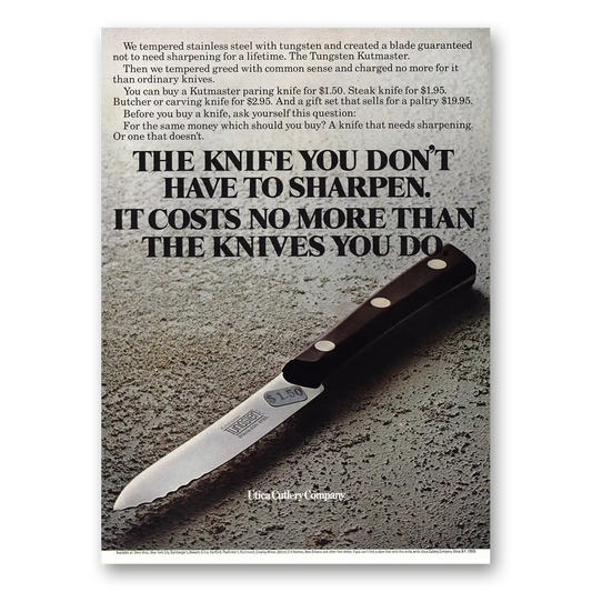 1968 Utica Cutlery Tungsten Kutmaster Knife Vintage Magazine Print Ad