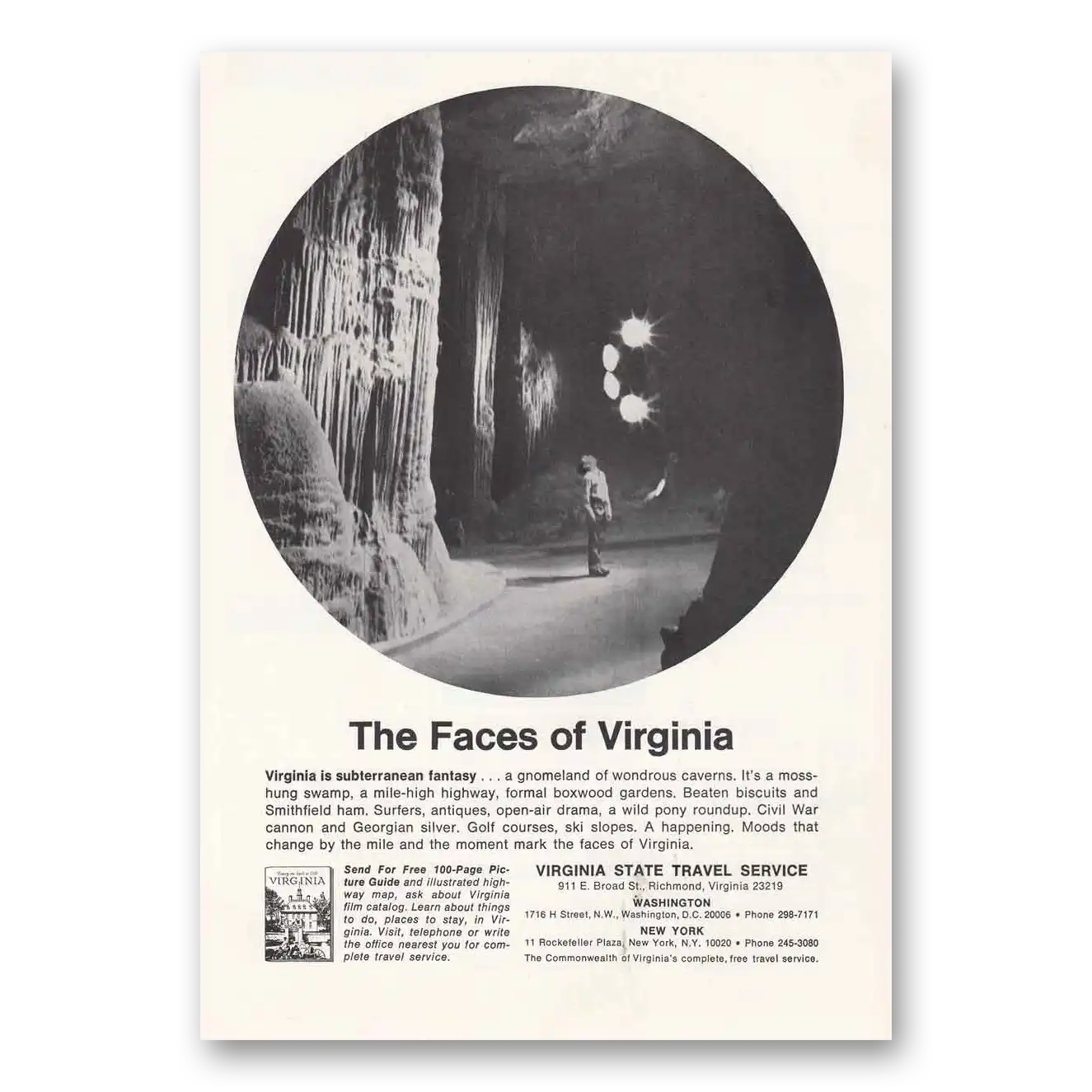 1968 Virginia Face of Virginia Subterranean Fant Vintage Magazine Print Ad