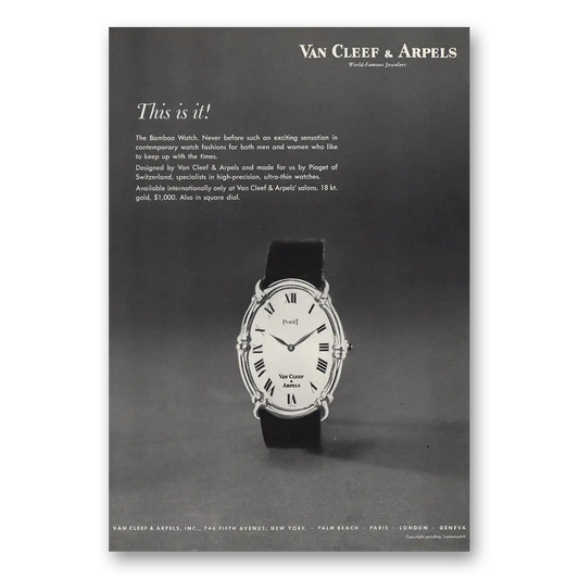 1968 Van Cleef & Arpels Bamboo Watch Vintage Magazine Print Ad