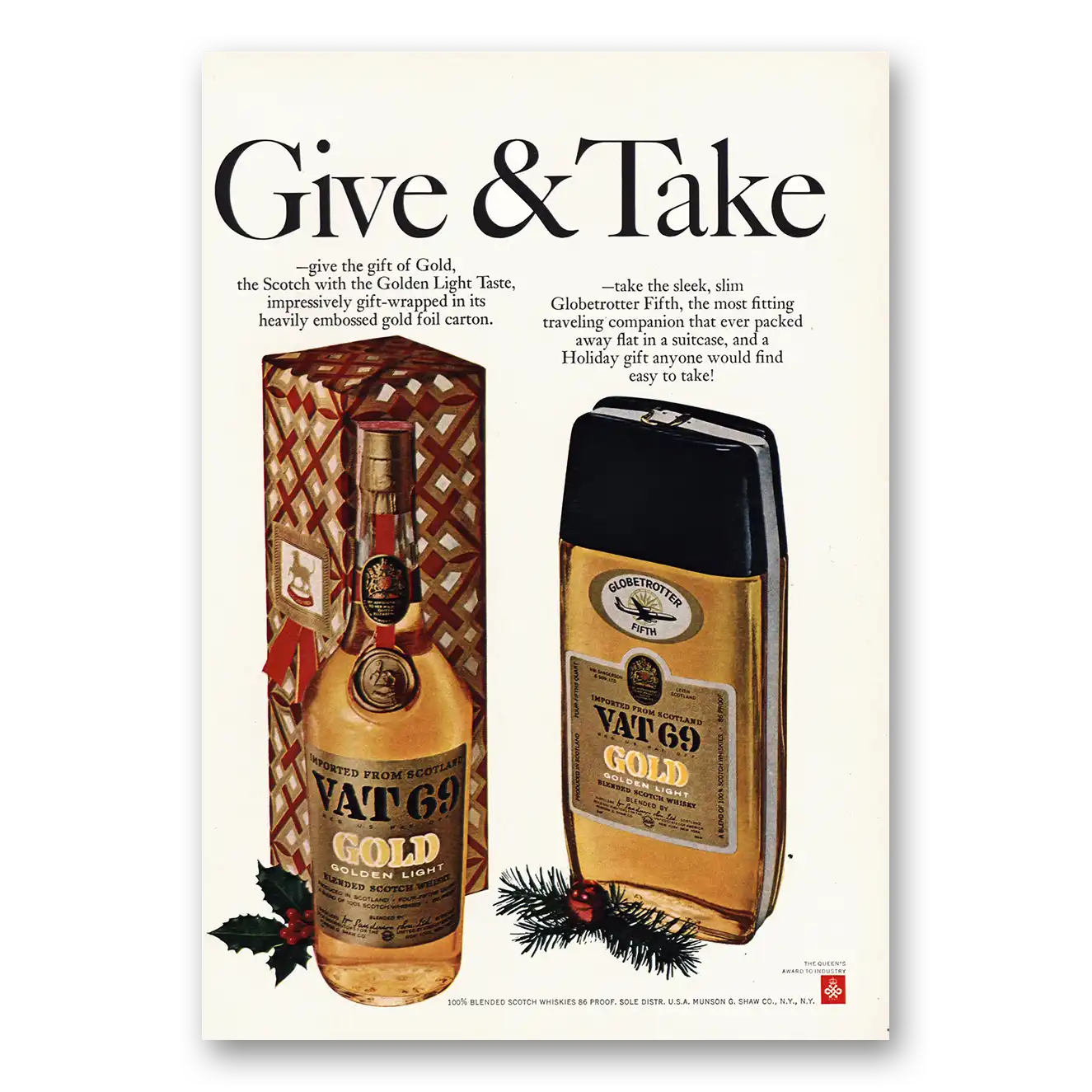 1968 VAT69 Give and Take Vintage Magazine Print Ad