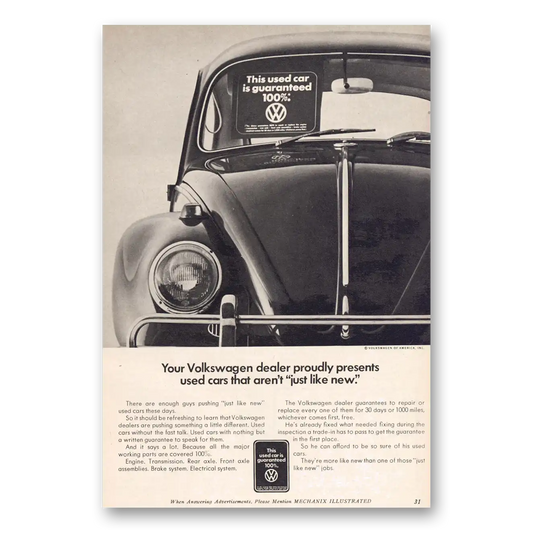 1968 Volkswagen Beetle Used Cars That Aren't Just Like New Vintage Magazine Print Ad