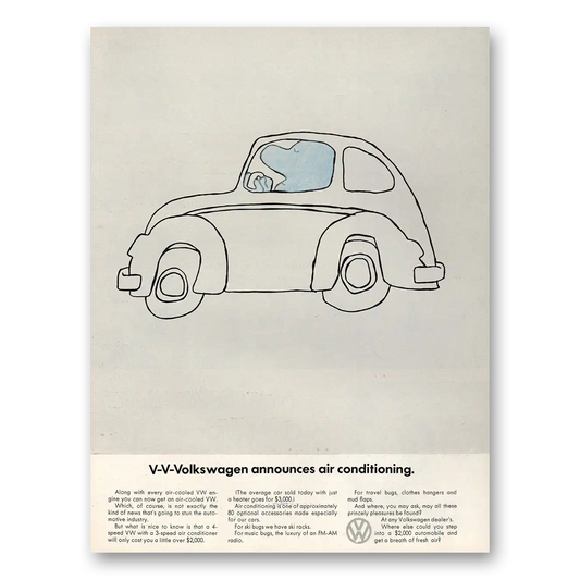 1968 Volkswagen Beetle VVVolkswagen Announces Air Conditioning Vintage Magazine Print Ad