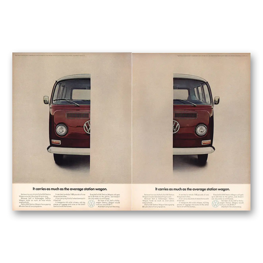 1968 Volkswagen Station Wagon Carries As Much as the Average Station Wagon Vintage Magazine Print Ad