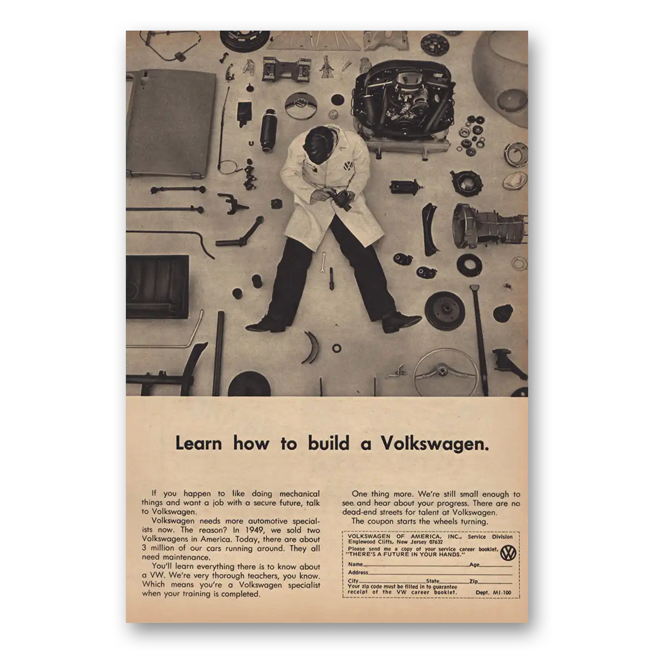 1968 Volkswagen Learn How to Build Volkswagen Vintage Magazine Print Ad