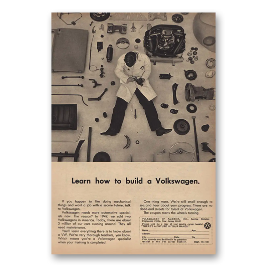 1968 Volkswagen Learn How to Build Volkswagen Vintage Magazine Print Ad