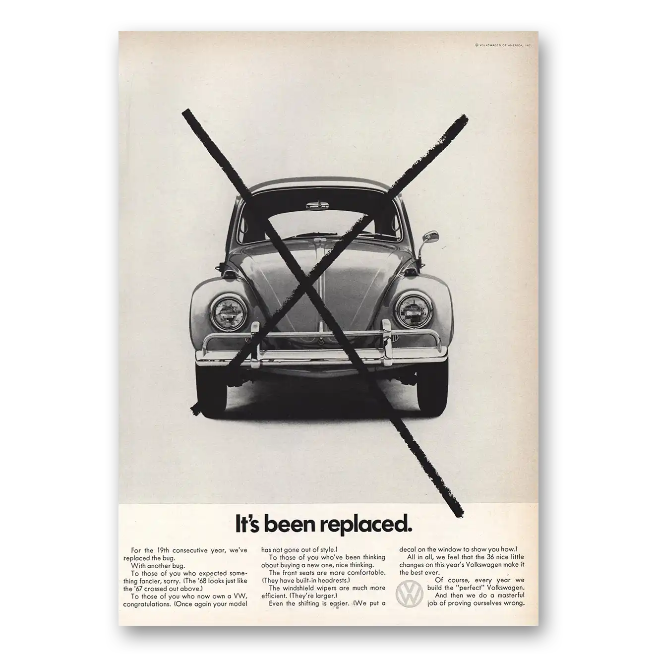 1968 Volkswagen Beetle Its Been Replaced Vintage Magazine Print Ad