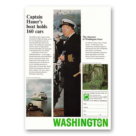 1968 Washington Captain Haner Vintage Magazine Print Ad