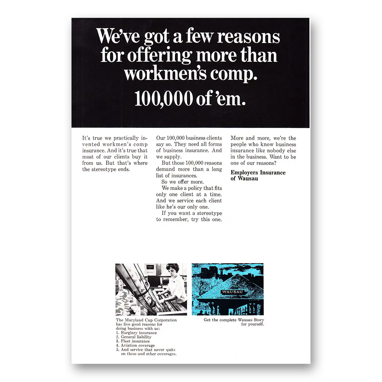 1968 Wausau Insurance More than Workmens Comp Vintage Magazine Print Ad