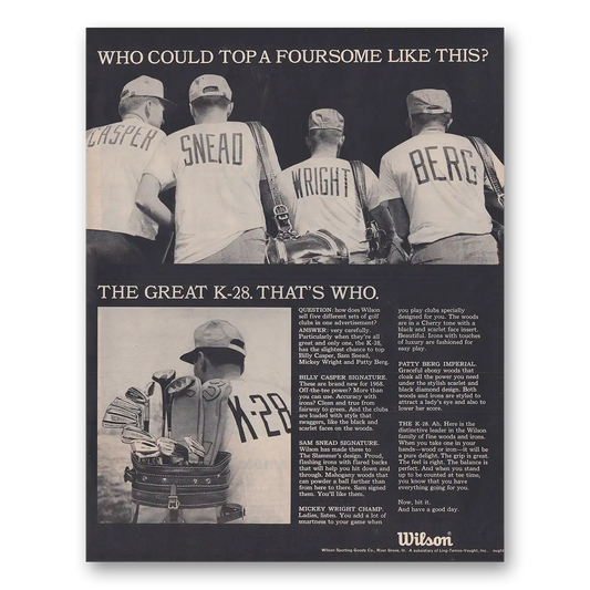 1968 Wilson Sporting Goods Who Could Top a Foursome Like This Vintage Magazine Print Ad