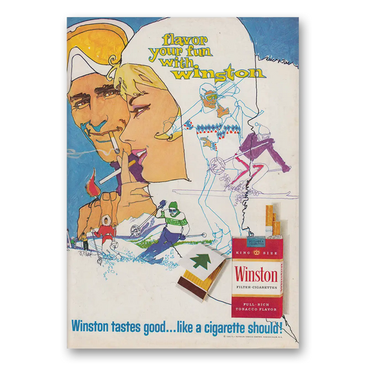 1968 Winston Cigarettes Flavor Your Fun Vintage Magazine Print Ad