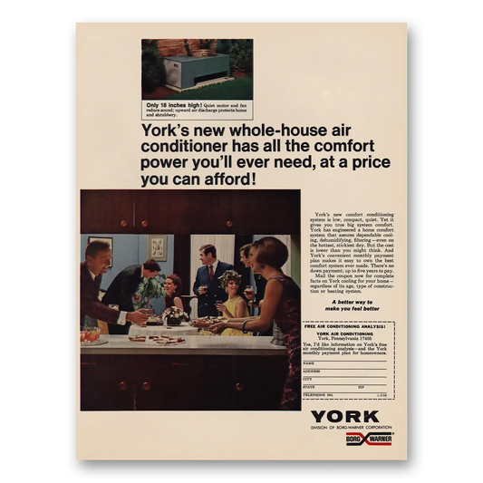 1968 York Air Conditioning Whole House Air Conditioner Comfort Power Vintage Magazine Print Ad