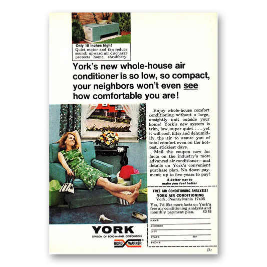 1968 York Air Conditioning Whole House Air Conditioner Vintage Magazine Print Ad