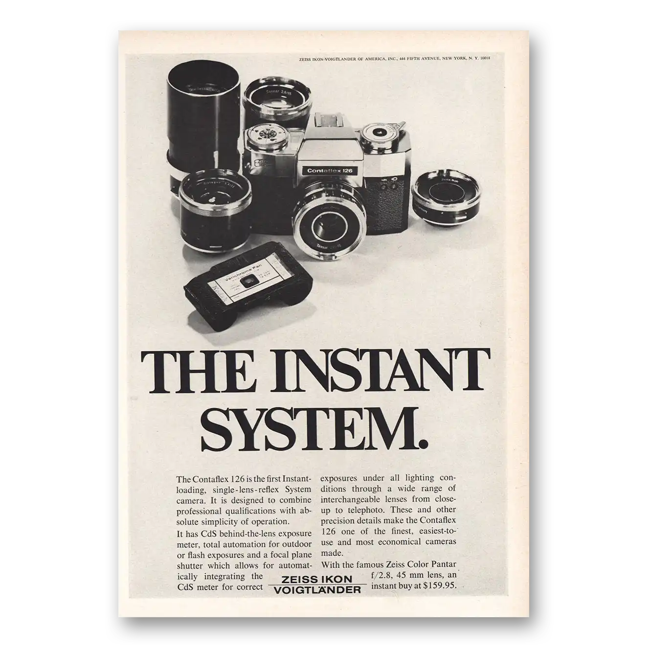 1968 Zeiss Ikon Voigtlander Instant System Vintage Magazine Print Ad