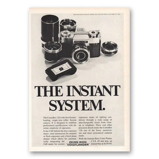 1968 Zeiss Ikon Voigtlander Instant System Vintage Magazine Print Ad