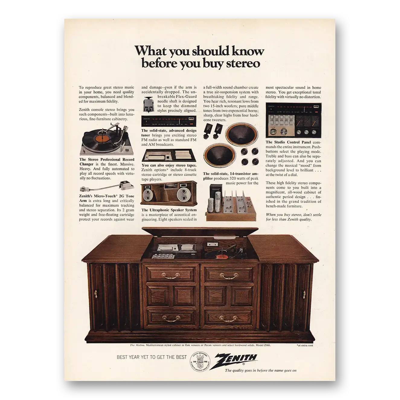 1968 Zenith Stereo What You Should Know Vintage Magazine Print Ad