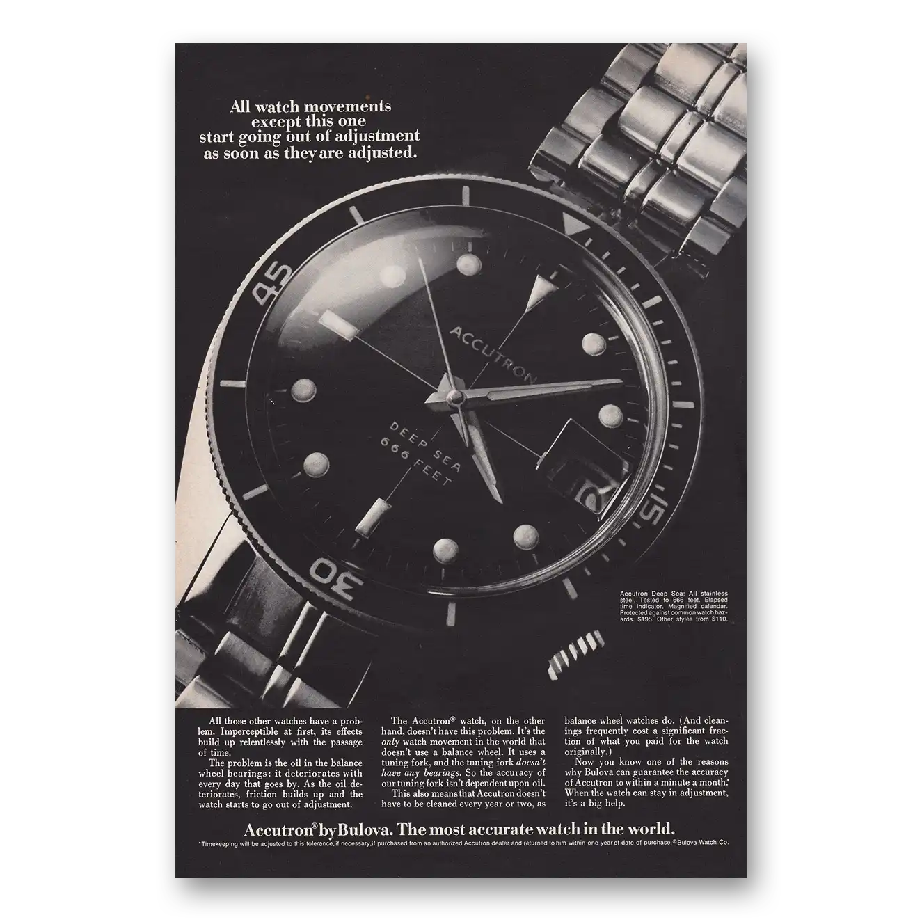 1969 Accutron Watch All Watch Movements Except This One Vintage Magazine Print Ad