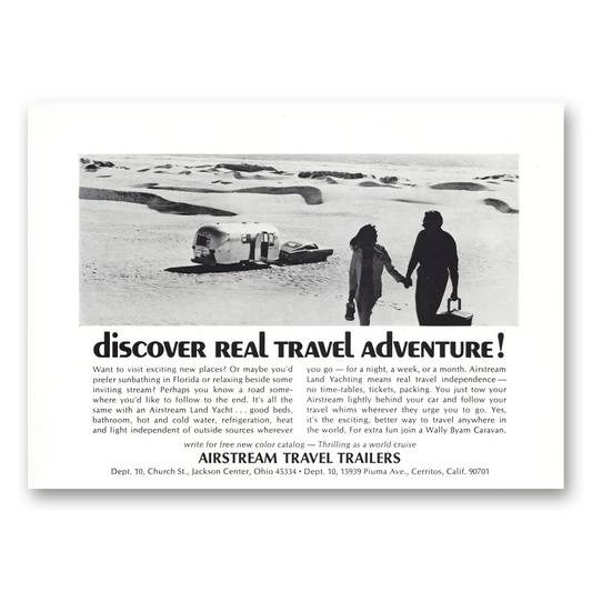 1969 Airstream Trailers Sand Dunes Discover Real Travel Adventure Vintage Magazine Print Ad